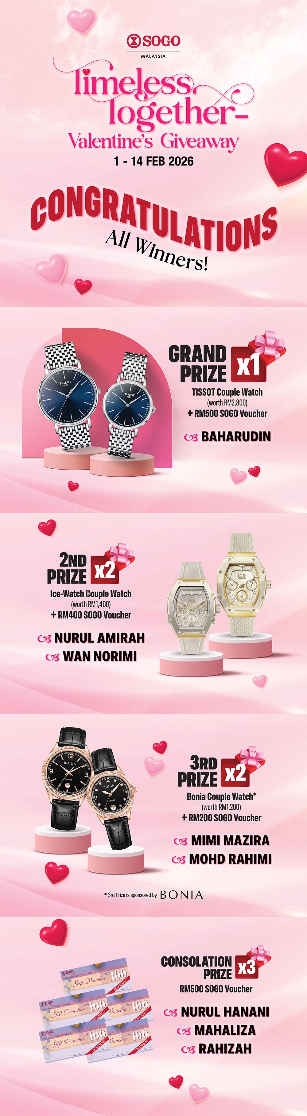Valentine's Giveaway Winners